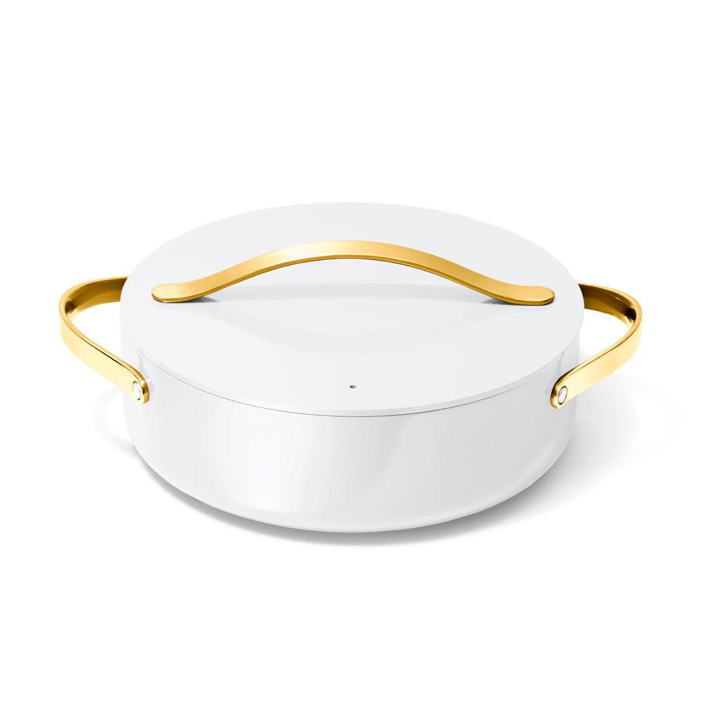 Caraway Rondeau - 6 Qt Non-Stick Pan with Lid - Free From Forever Chemicals - Perfect for Searing, Braising, & Roasting - Cream