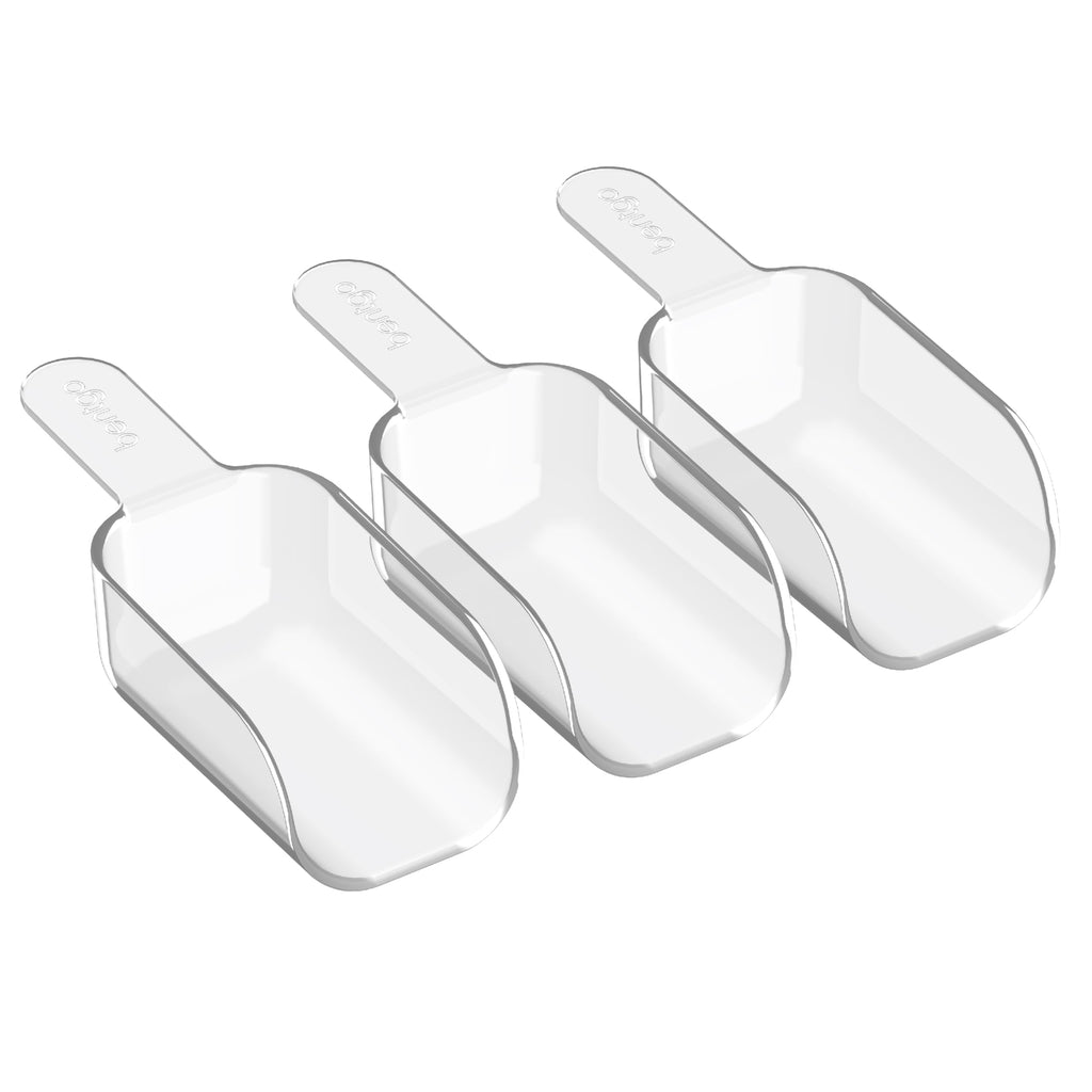 Bentgo Pantry - 3-Piece All Purpose Scoop Set, 1/2 Cup (4 oz) Spoon, Clear & Lightweight, Ideal for Scooping Flour, Sugar, Coffee, Candy, & More for Kitchen and Pantry Containers (Clear)