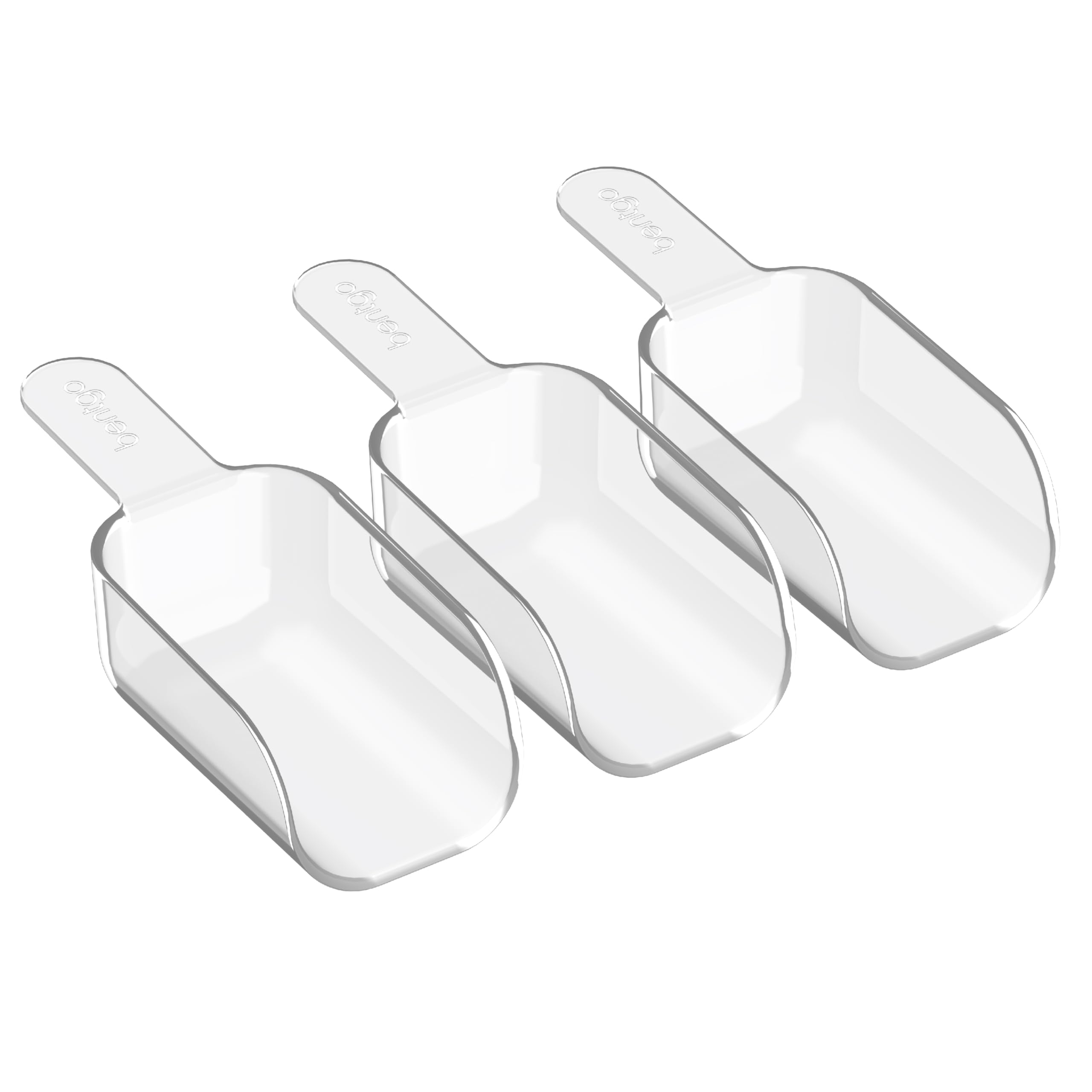 Bentgo Pantry - 3-Piece All Purpose Scoop Set, 1/2 Cup (4 oz) Spoon, Clear & Lightweight, Ideal for Scooping Flour, Sugar, Coffee, Candy, & More for Kitchen and Pantry Containers (Clear)