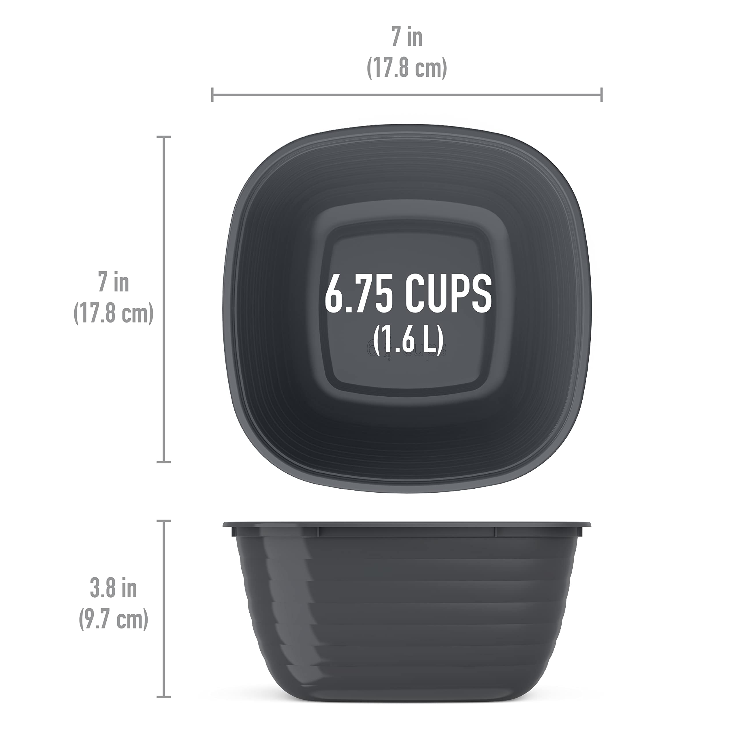 Bentgo Prep - 1-Compartment Bowls with Custom Fit Lids - Reusable, Microwaveable, Durable, PFAS & BPA-Free, Freezer and Dishwasher Safe Meal Prep Food Storage - 10 Bowls & 10 Lids (Graphite)