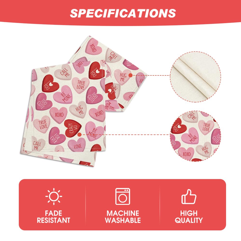 Artoid Mode Ture Love Heart Valentine's Day Table Runner, Seasonal Kitchen Dining Table Decoration for Home Party Decor 13x72 Inch