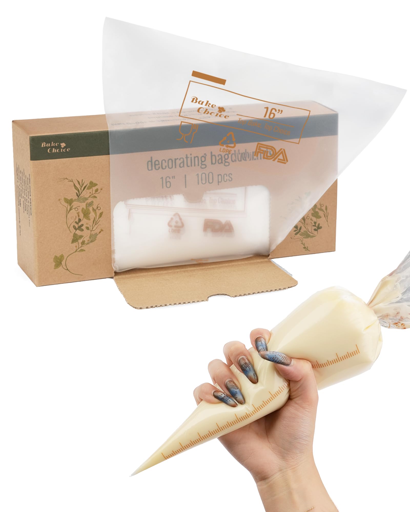 16 Inch Large Piping Bags, 100PCS Thickened Disposable Pastry Bags, Anti Burst Icing Bags for Cream Frosting, Non-slip Frosting Bags, Cake & Cookie Decorating Supplies