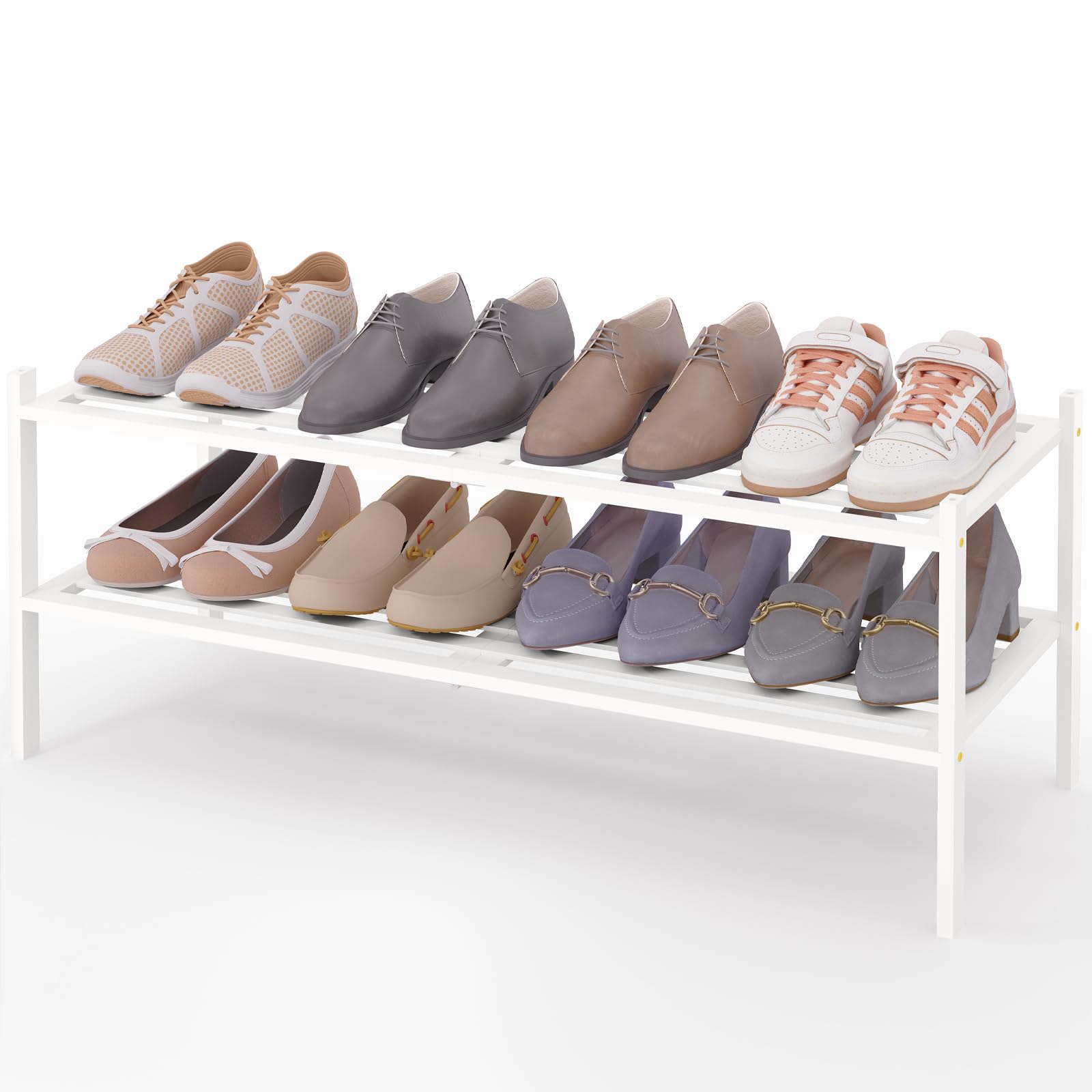 Smiry Bamboo Shoe Rack 3-Tier, Stackable Wooden Shoe Organizer for Entryway & Closet, Free Standing Wood Shoe Storage Shelf for Front Door & Small Spaces, Natural