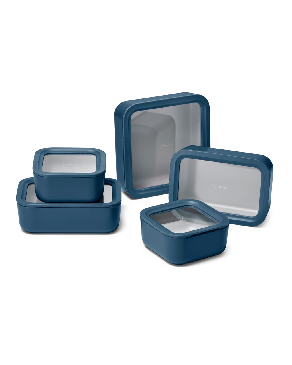 Caraway 13pc Glass Food Storage Container Set - Easy to Store, Non Toxic Lunch Box - with Glass Lids - Includes Storage Organizer - Cream