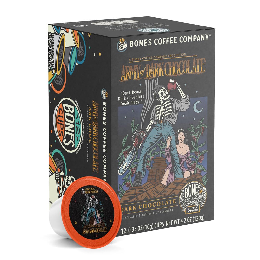 Bones Coffee Company Flavored Coffee Bones Cups Highland Grog Butterscotch Caramel | 12ct Single-Serve Coffee Pods Compatible with Keurig 1.0 & 2.0 Keurig Coffee Maker