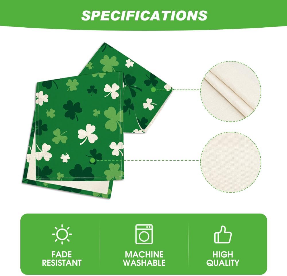 Artoid Mode Green Shamrock St. Patrick's Day Table Runner, Seasonal Spring Kitchen Dining Table Decoration for Home Party Decor 13x72 Inch