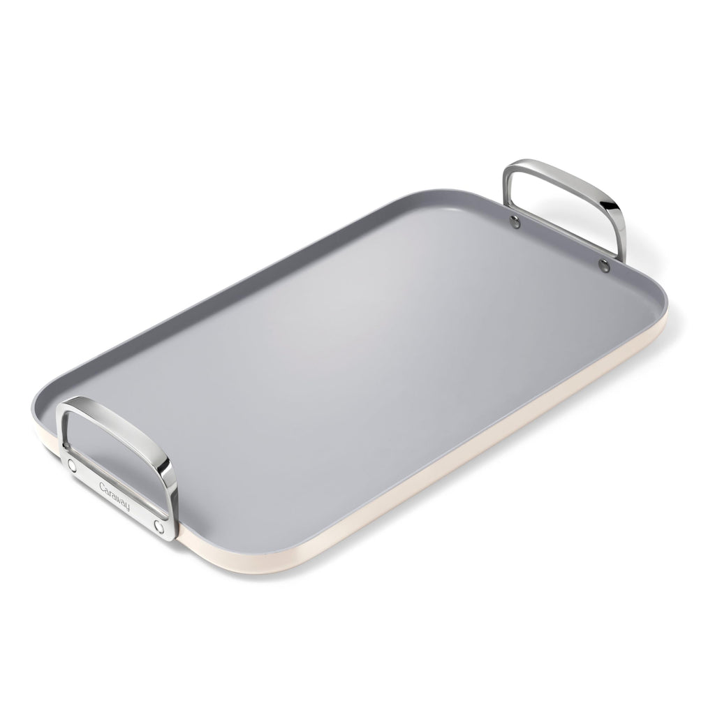 Caraway Double Burner Griddle - 19x12” Griddle Pan - Non-Stick Ceramic Coated - Non Toxic, PTFE & PFOA Free - Oven Safe & Compatible with All Stovetops - Cream