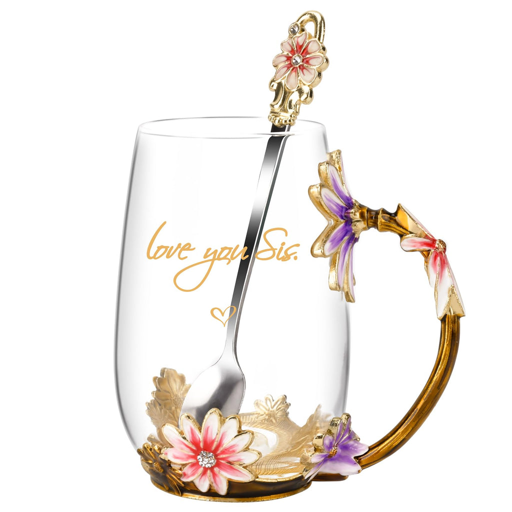 OEAGO Gifts for Mom Women Mothers Day Valentines Day Gifts Glass Coffee Enamels Mug Best Birthday Valentine's for Her Girlfriend Wife from Daughter Son Tea Cup Christmas Stocking Stuffers