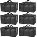 ClearSpace Heavy Duty Moving Bags or Storage Bags – Black Storage Bins with Lids, Large Moving Boxes with Backpack Straps & Zippers,– Packing Box & Moving Supplies for College Dorm, 6 Pack