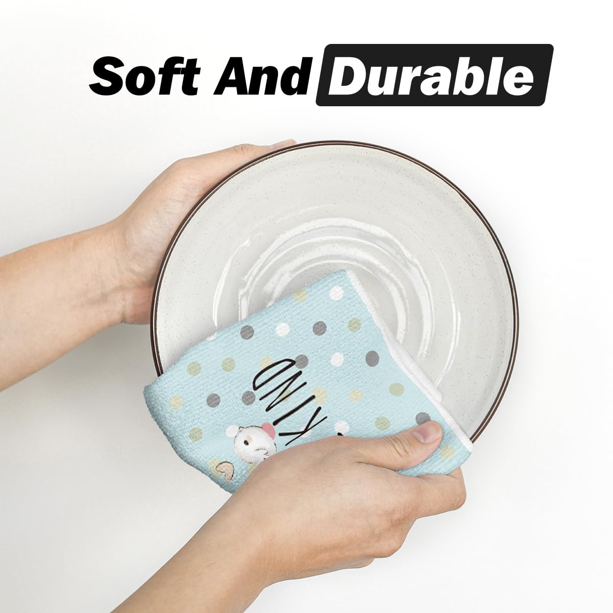 Artoid Mode Pink Bunny Rabbit Ears Floral Leaves Easter Kitchen Towels Dish Towels, 18x26 Inch Be Kind Seasonal Decoration Hand Towels Set of 4