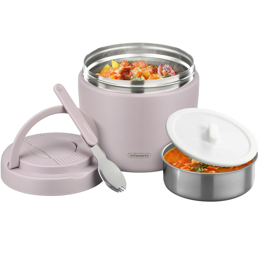 Thermo Food Jar for Hot Food Adults 32OZ Soup Thermo Lunch Containers Wide Mouth Vacuum Insulated Stainless Steel Leakproof Bento Box with Spoon (Black)