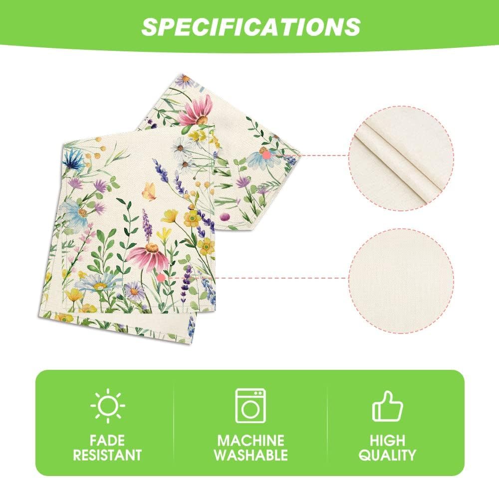 Artoid Mode Daisy Eucalyptus Lavender Floral Leaves Summer Table Runner, Spring Kitchen Dining Table Decoration for Home Party Decor 13x72 Inch