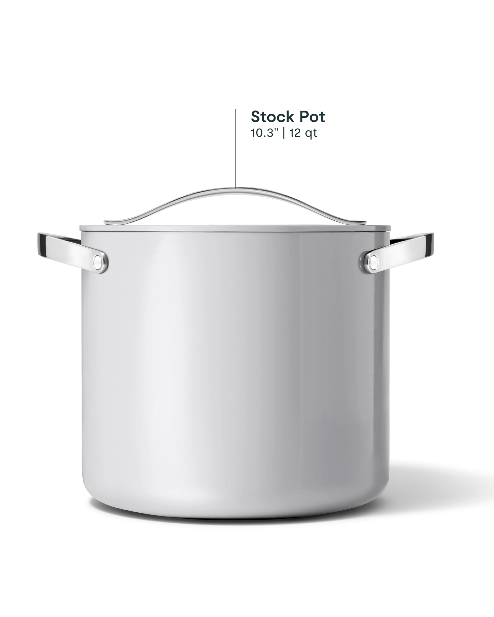 Caraway Stock Pot - 12 Qt Ceramic Coated With Lid - Free From Forever Chemicals - Large for Bigger Batches - Cream