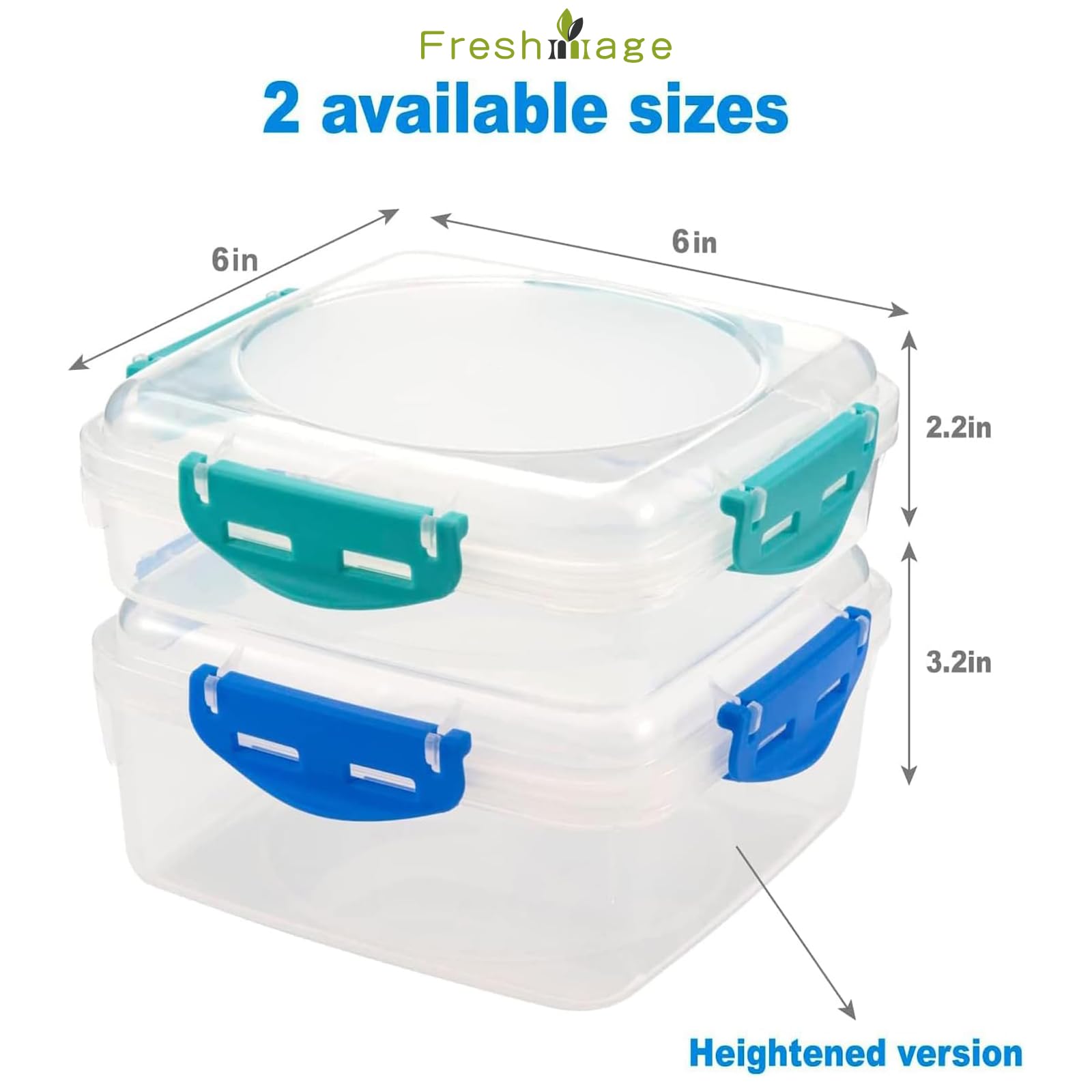 4 PCS Sandwich Containers - 100% Airtight & BPA-Free & Microwave & Dishwasher Safe Kitchen Storage Containers with Upgraded Snaps, 2 heightened Containers for Lunch Boxes and 2 normal version