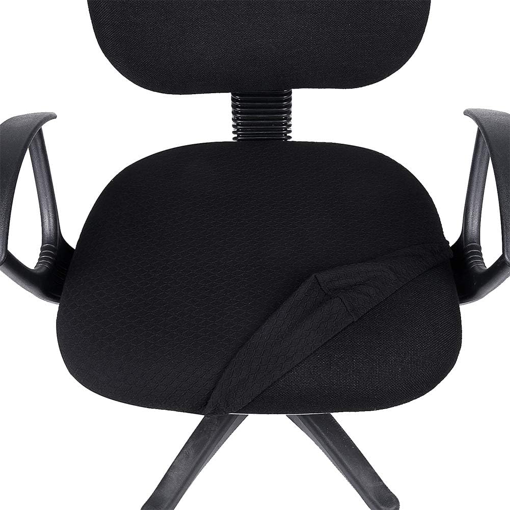 Smiry Stretch Jacquard Office Computer Chair Seat Covers, Removable Washable Anti-dust Desk Chair Seat Cushion Protectors - Black