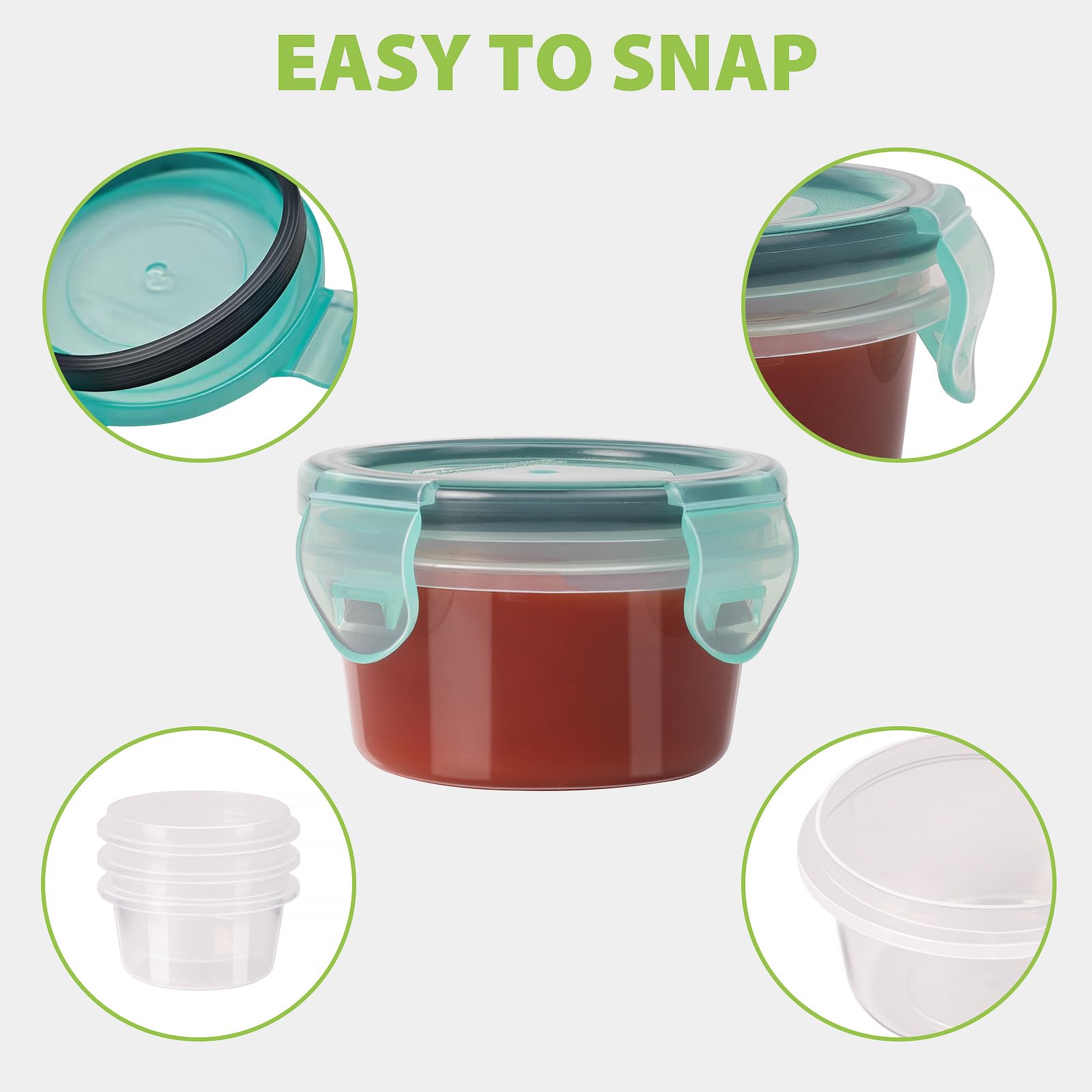 Freshmage Salad Dressing Container to Go, [6 Pack] 2.7 oz Small Condiment Containers with Leakproof Lids for On-the-Go Meals, Reusable Sauce Containers BPA-Free