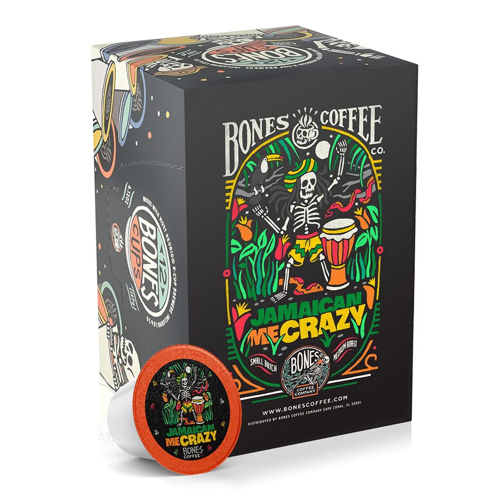 Bones Coffee Company Flavored Coffee Bones Cups Highland Grog Butterscotch Caramel | 12ct Single-Serve Coffee Pods Compatible with Keurig 1.0 & 2.0 Keurig Coffee Maker