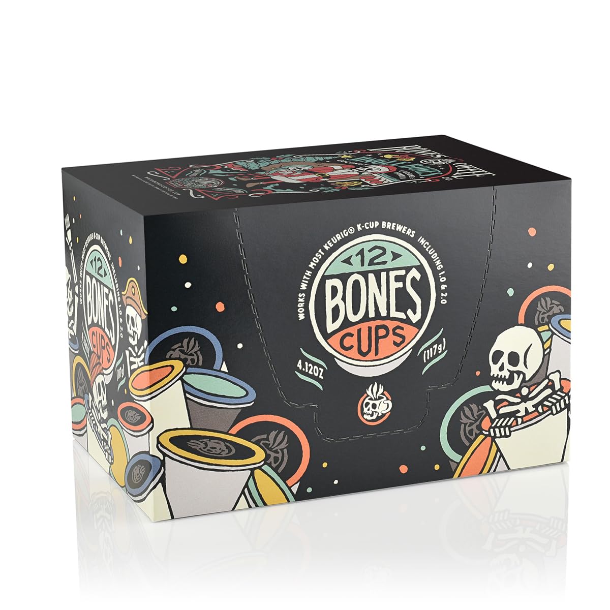 Bones Coffee Company Flavored Coffee Bones Cups Highland Grog Butterscotch Caramel | 12ct Single-Serve Coffee Pods Compatible with Keurig 1.0 & 2.0 Keurig Coffee Maker