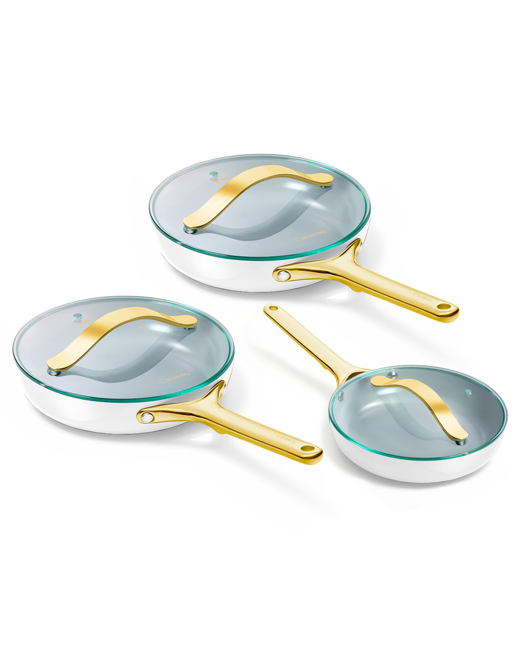 Caraway Nonstick Ceramic Frying Pan With Glass Lid (2.7 qt, 10.5") - Non Toxic, PTFE & PFOA Free - Oven Safe & Compatible with All Stovetops (Gas, Electric & Induction) - Cream