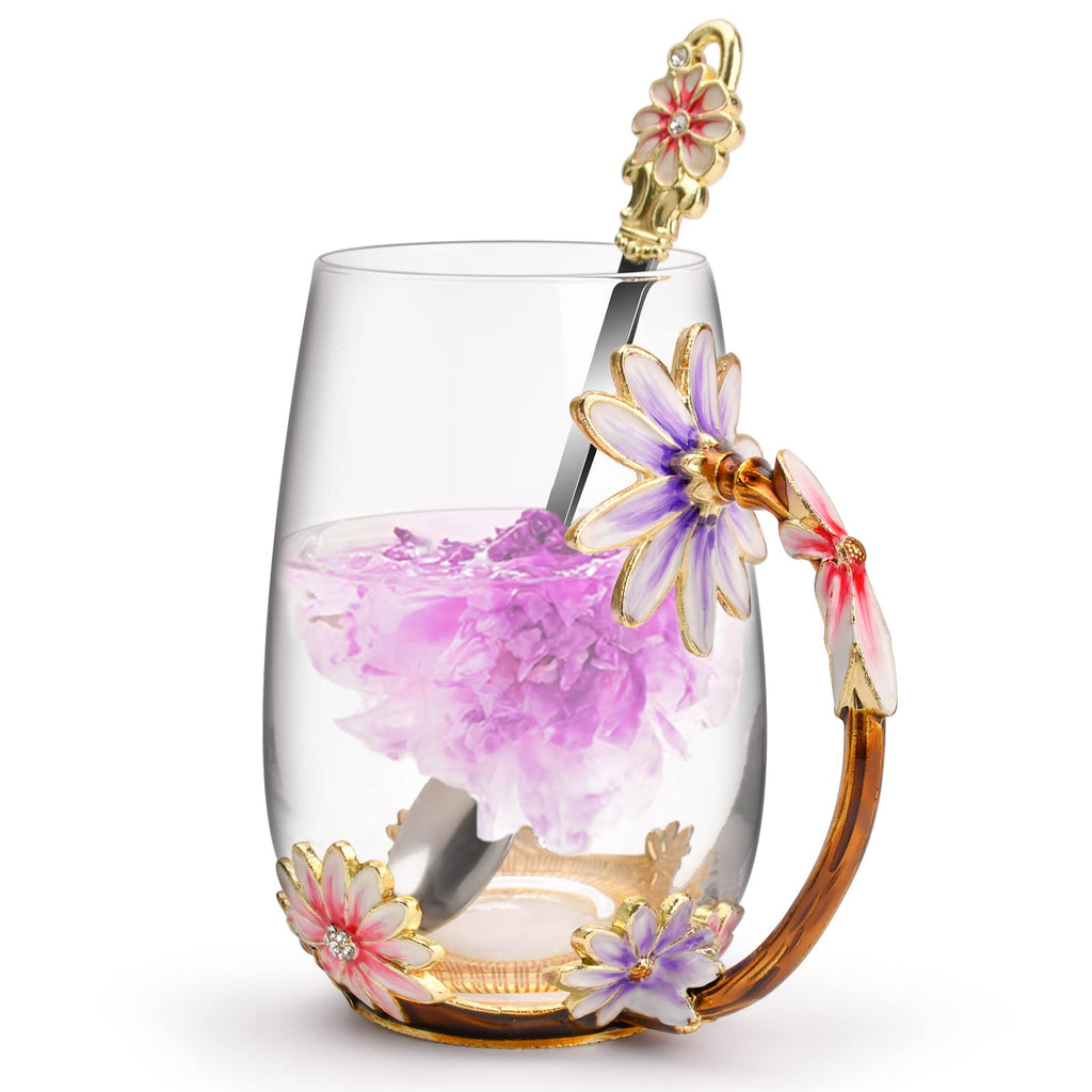 OEAGO Gifts for Mom Women Mothers Day Valentines Day Gifts Glass Coffee Enamels Mug Best Birthday Valentine's for Her Girlfriend Wife from Daughter Son Tea Cup Christmas Stocking Stuffers