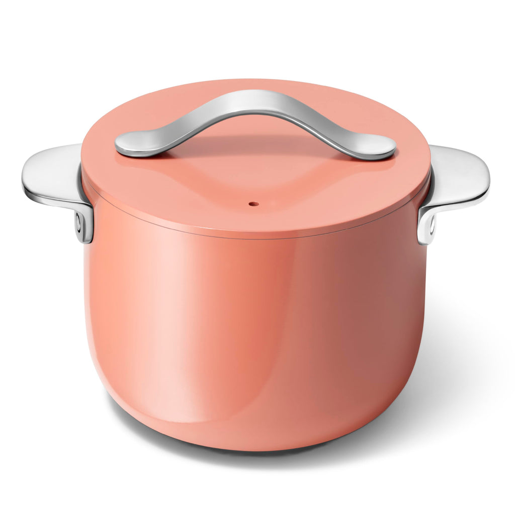 Caraway Petite Cooker - 2 Qt Ceramic Coated Pot - Free From Forever Chemicals - Perfect for Rice, Grains, or Sauces - Cream