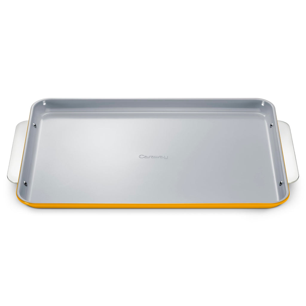 Caraway Nonstick Ceramic Small Baking Sheet (9x13”) – Non-Toxic, PTFE & PFOA Free – Oven Safe – Aluminized Steel Core – Mini Sheet Pan for Baking, Roasting & More - Cream