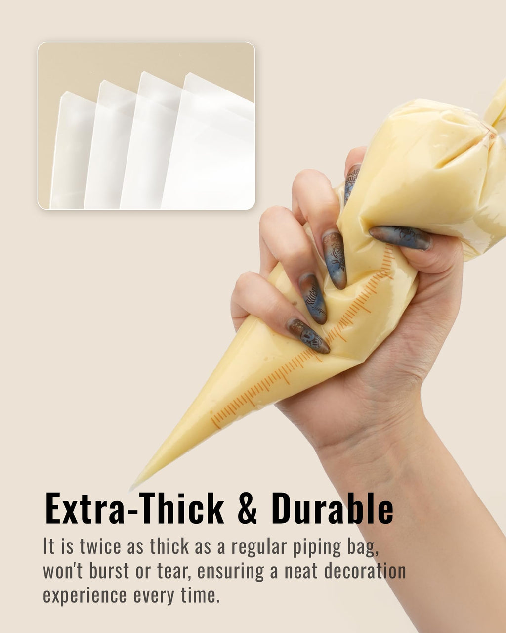 16 Inch Large Piping Bags, 100PCS Thickened Disposable Pastry Bags, Anti Burst Icing Bags for Cream Frosting, Non-slip Frosting Bags, Cake & Cookie Decorating Supplies