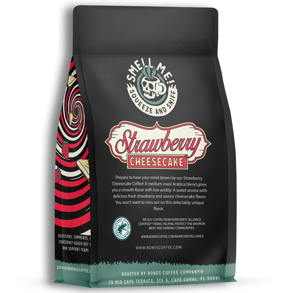 Bones Coffee Company Highland Grog, Butterscotch Caramel Flavored Coffee, Medium Roast Low Acid Arabica Beans Compatible with Auto drip and French Press Coffee Maker, 12 Oz Whole Bean