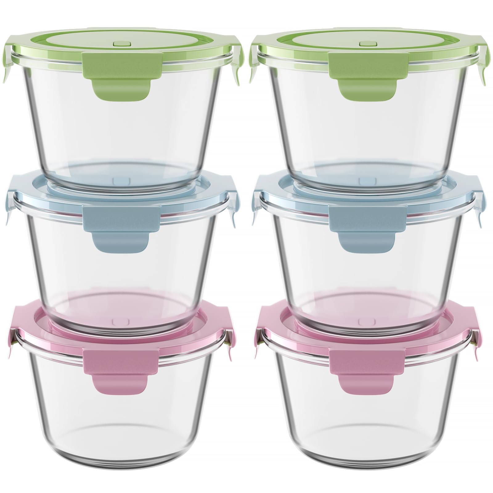 16oz Glass Meal Prep Containers, Airtight 2 Cup Glass Storage Containers with Lids, Heat-Resistant BPA-Free Borosilicate Glass Soup Container for Leftover, Microwave, Dishwasher&Freezer Safe (4 Packs)