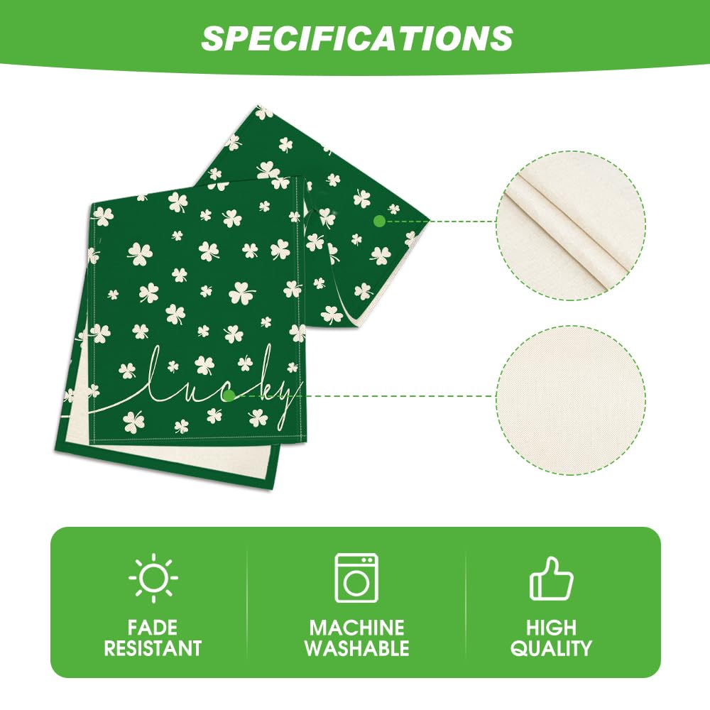 Artoid Mode Beige Lucky Shamrock St. Patrick's Day Table Runner, Seasonal Spring Holiday Kitchen Dining Table Decoration for Indoor Outdoor Home Party Decor 13 x 72 Inch