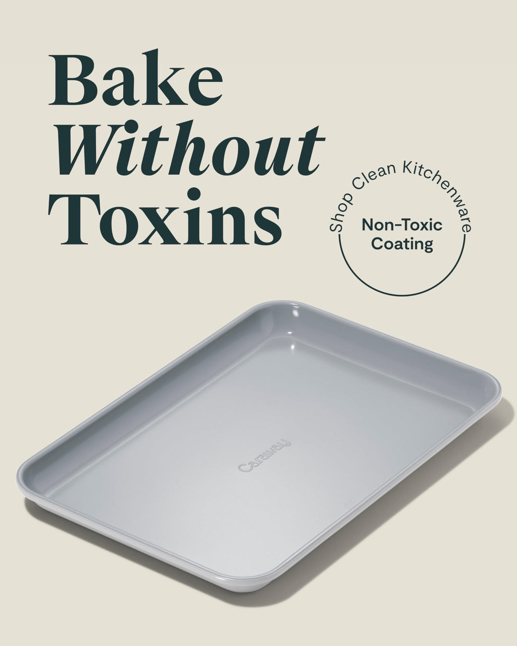 Caraway Non-Stick Ceramic Medium Baking Sheet Duo - Naturally Slick Ceramic Coating - Non-Toxic, PTFE & PFOA Free - Perfect for Baking, Roasting, and More - Medium (15" x 10") - Cream