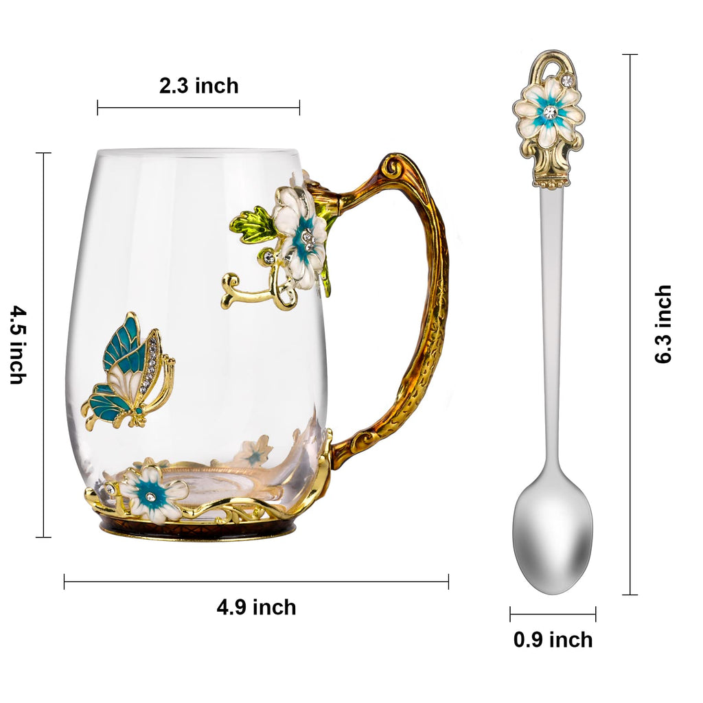 OEAGO Gifts for Mom Women Mothers Day Valentines Day Gifts Glass Coffee Enamels Mug Best Birthday Valentine's for Her Girlfriend Wife from Daughter Son Tea Cup Christmas Stocking Stuffers