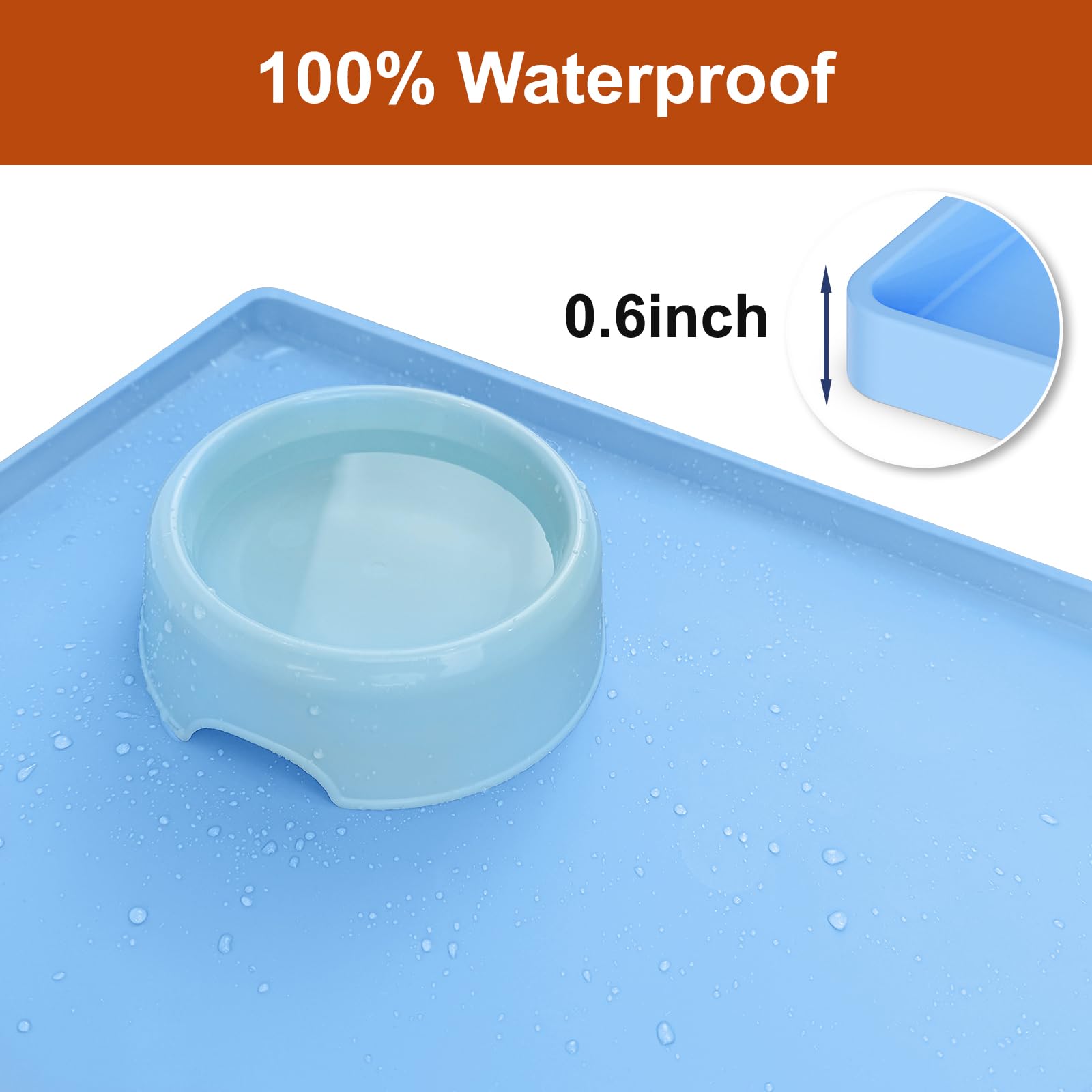 Extra Thick Silicone Mat Waterproof with Raised Edge 34" x 22", Under Sink Mat for Kitchen & Bathroom, Kitchen Cabinet Liner, Multi-Purpose for Storage & Protection, Gray