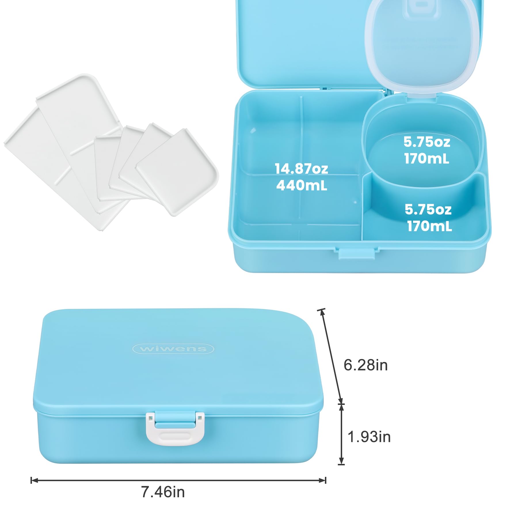 Snack Box Container for Kids Adults Reusable Snackle Box with Adjustable Dividers Airtight Snack Organizer with Compartents Toddler Bento Lunch Box Leak Proof for Office,School,Travel,Outdoor