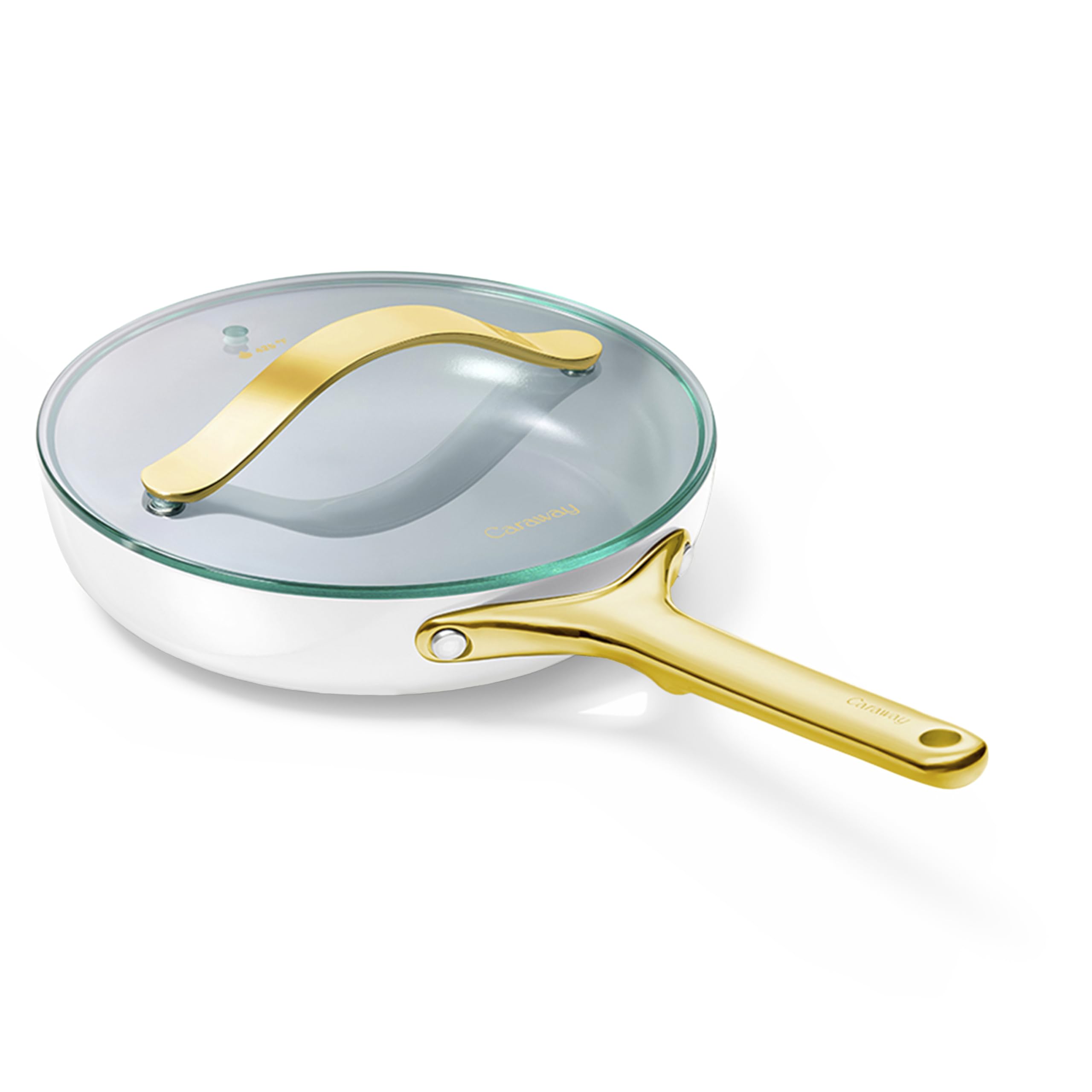 Caraway Nonstick Ceramic Frying Pan With Glass Lid (2.7 qt, 10.5") - Non Toxic, PTFE & PFOA Free - Oven Safe & Compatible with All Stovetops (Gas, Electric & Induction) - Cream