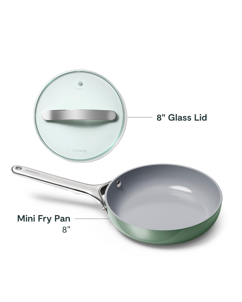 Caraway Nonstick Ceramic Frying Pan With Glass Lid (2.7 qt, 10.5") - Non Toxic, PTFE & PFOA Free - Oven Safe & Compatible with All Stovetops (Gas, Electric & Induction) - Cream