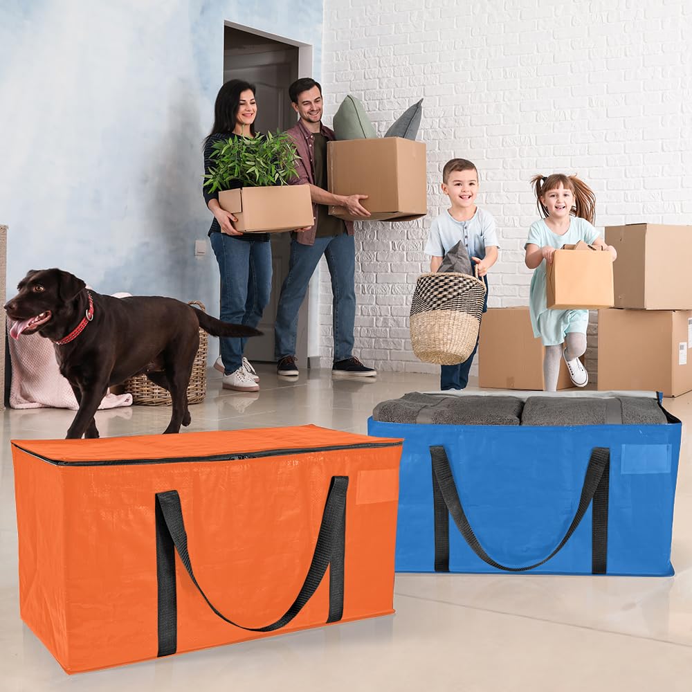 ClearSpace Heavy Duty Moving Bags or Storage Bags – Storage Bins with Lids, Large Moving Boxes with Backpack Straps & Zippers,– Packing Box & Moving Supplies for College Dorm, 6 Pack