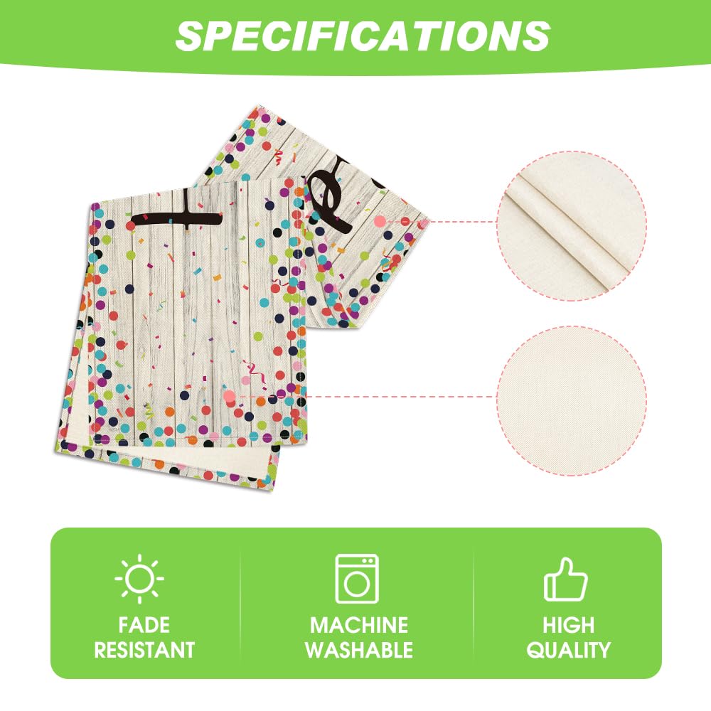 Artoid Mode Polka Dot Beige Happy Birthday Table Runner, Seasonal Kitchen Dining Table Decoration for Home Party Decor 13x72 Inch