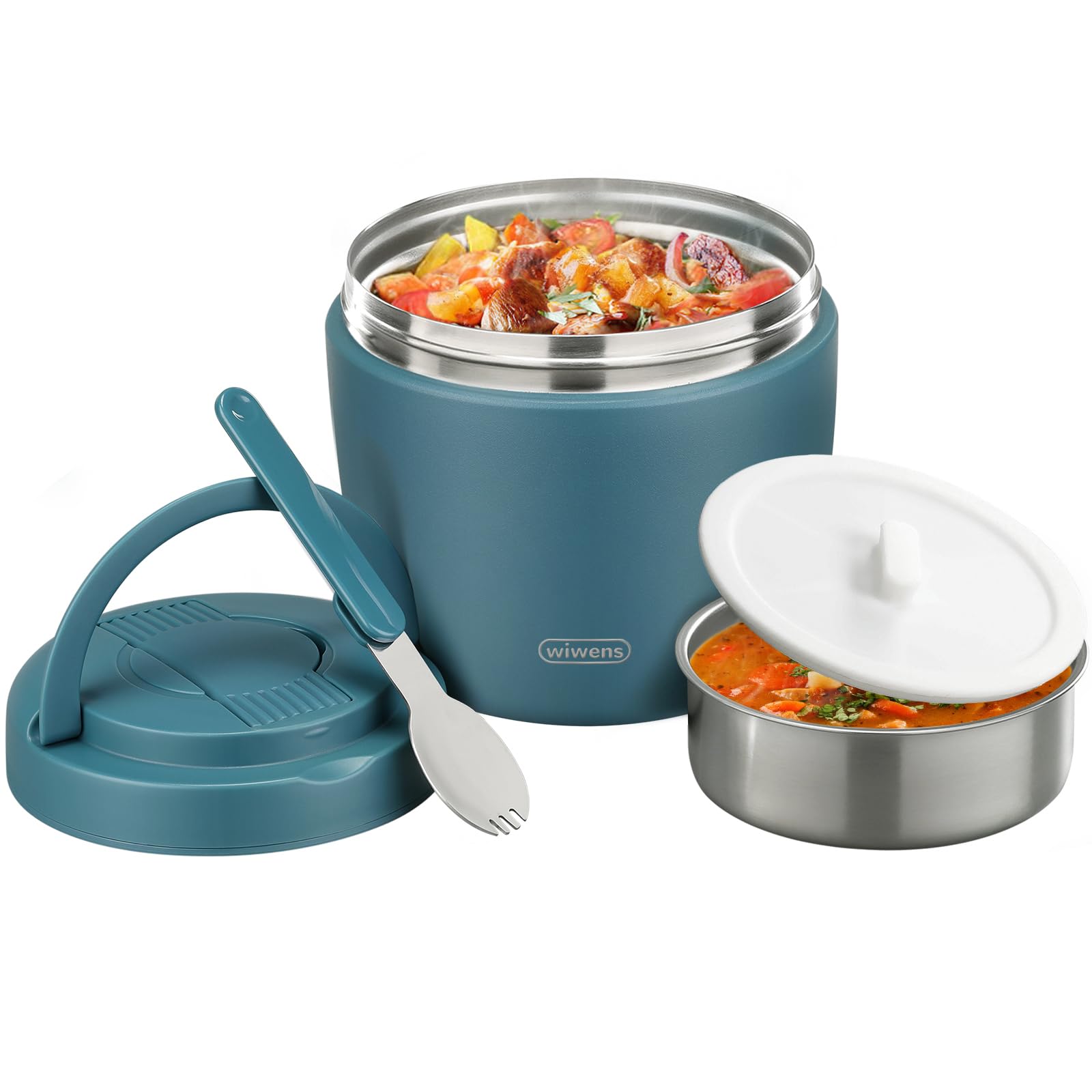 Thermo Food Jar for Hot Food Adults 32OZ Soup Thermo Lunch Containers Wide Mouth Vacuum Insulated Stainless Steel Leakproof Bento Box with Spoon (Black)