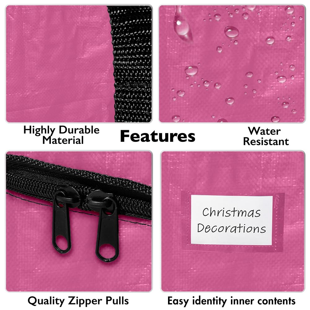 ClearSpace Heavy Duty Moving Bags or Storage Bags – Pink Storage Bins with Lids, Large Moving Boxes with Backpack Straps & Zippers,– Packing Box & Moving Supplies for College Dorm, 4 Pack