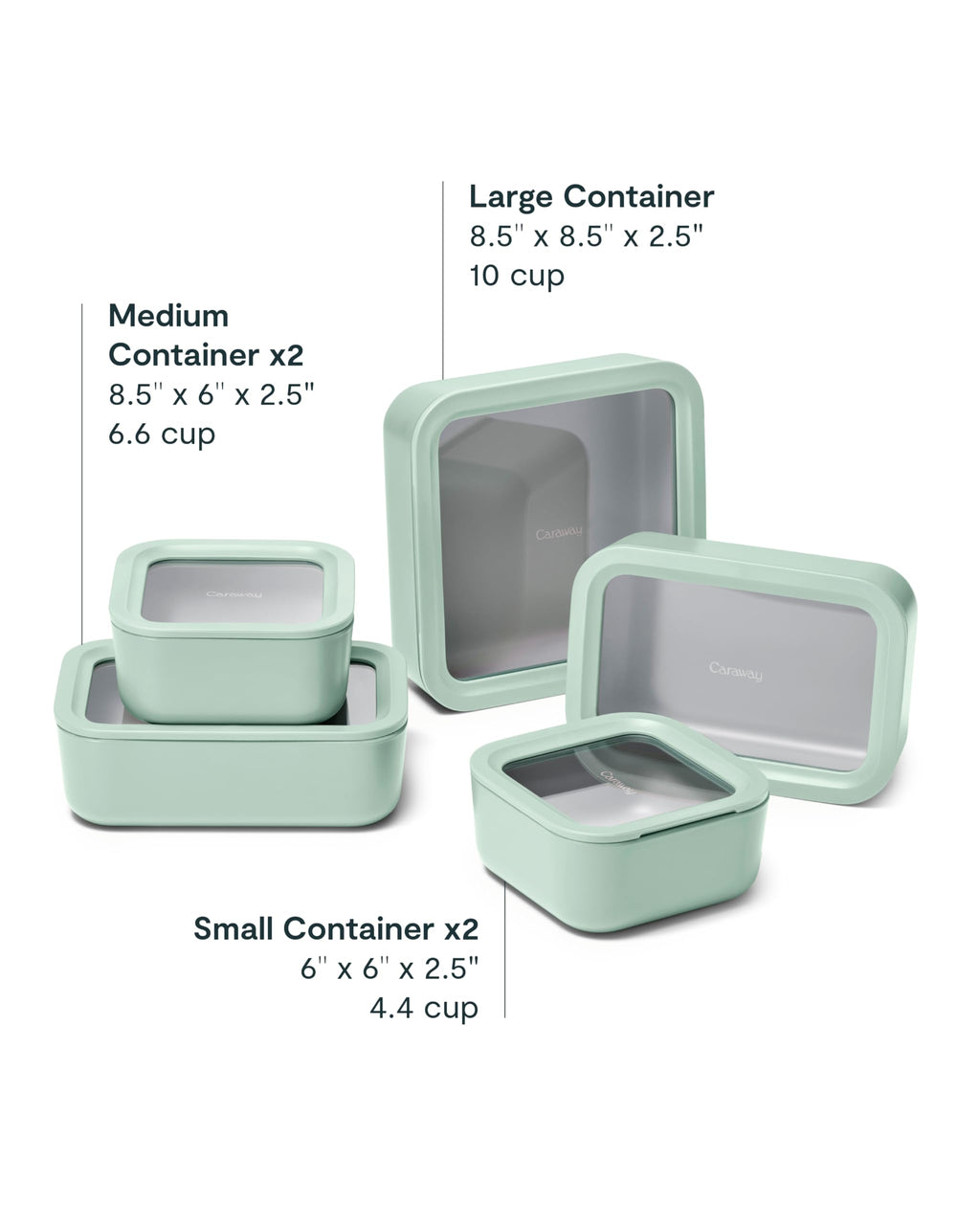 Caraway 13pc Glass Food Storage Container Set - Easy to Store, Non Toxic Lunch Box - with Glass Lids - Includes Storage Organizer - Cream