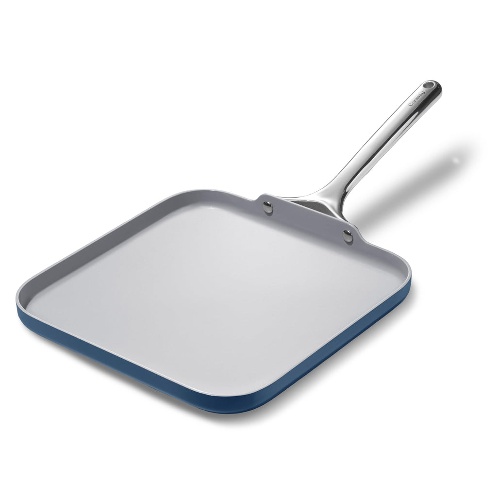 Caraway Square Griddle Pan - 11” Square Pan - Non-Stick Ceramic Coated - Non Toxic, PTFE & PFOA Free - Oven Safe & Compatible with All Stovetops - Gray