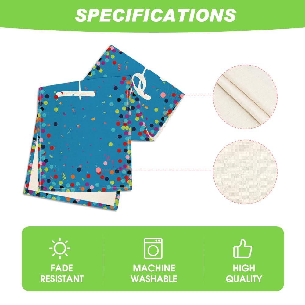 Artoid Mode Polka Dot Beige Happy Birthday Table Runner, Seasonal Kitchen Dining Table Decoration for Home Party Decor 13x72 Inch