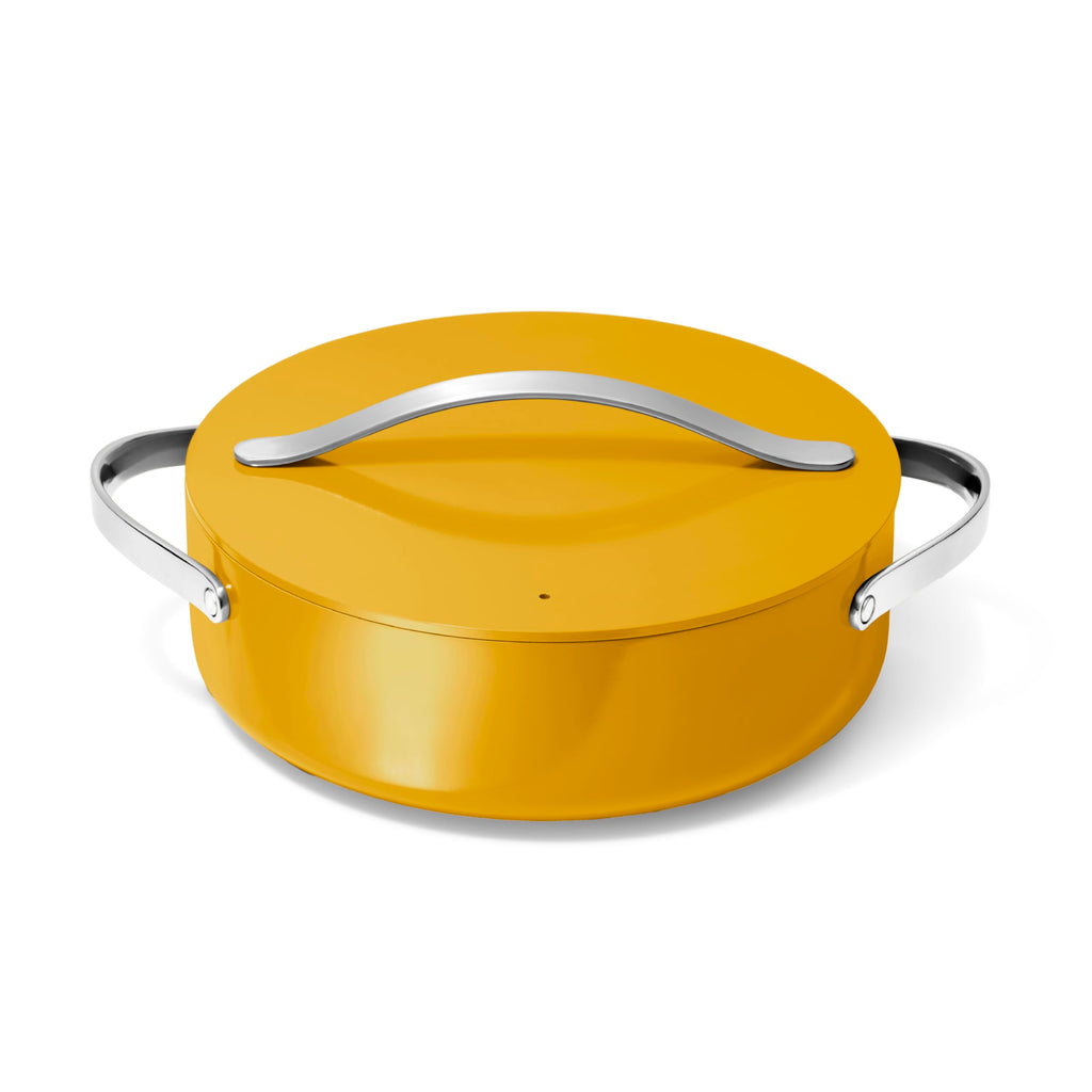 Caraway Rondeau - 6 Qt Non-Stick Pan with Lid - Free From Forever Chemicals - Perfect for Searing, Braising, & Roasting - Cream