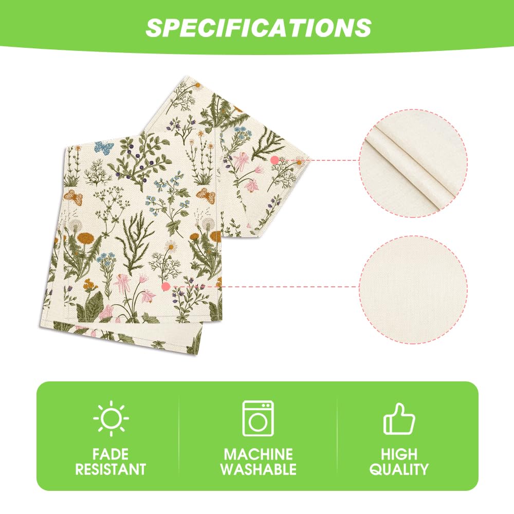 Artoid Mode Wildflowers Floral Spring Table Runner, Seasonal Summer Butterfly Kitchen Dining Table Decoration for Home Party 13x72 Inch