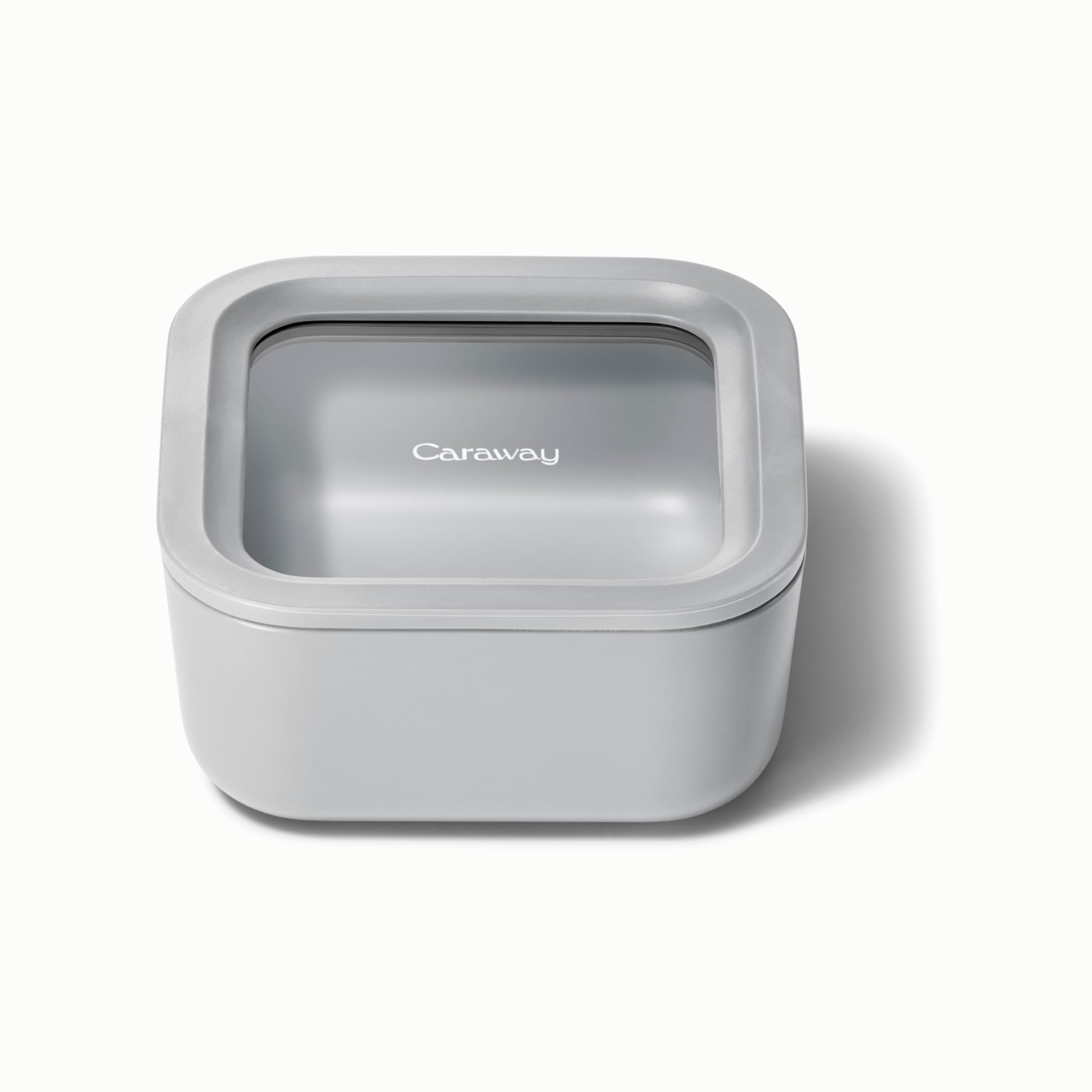 Caraway Glass Food Storage - 6.6 Cup Glass Container - Ceramic Coated Food Container - Non Stick Lunch Box Container with Lids - Dishwasher, Oven, & Microwave Safe - Cream