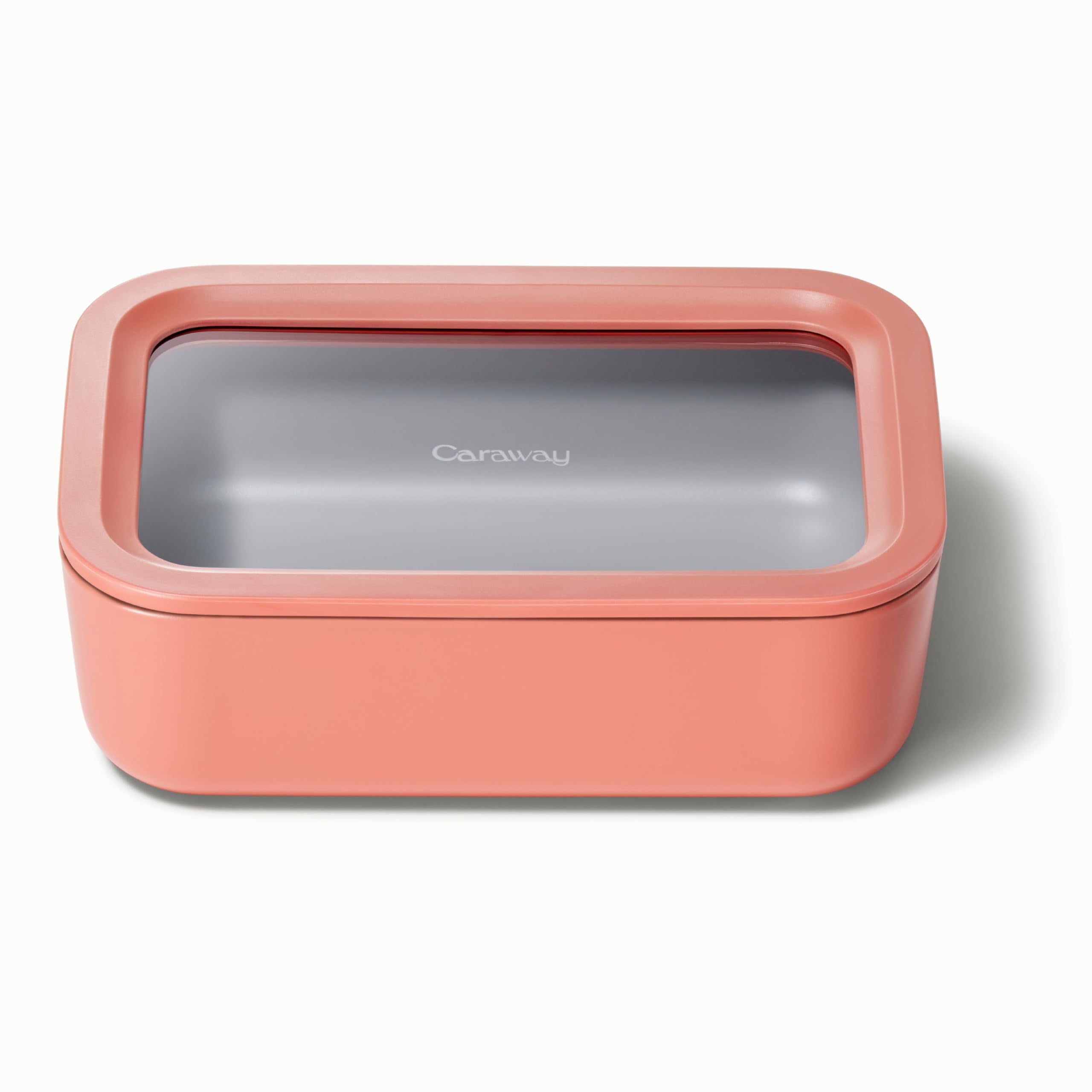 Caraway Glass Food Storage - 6.6 Cup Glass Container - Ceramic Coated Food Container - Non Stick Lunch Box Container with Lids - Dishwasher, Oven, & Microwave Safe - Cream