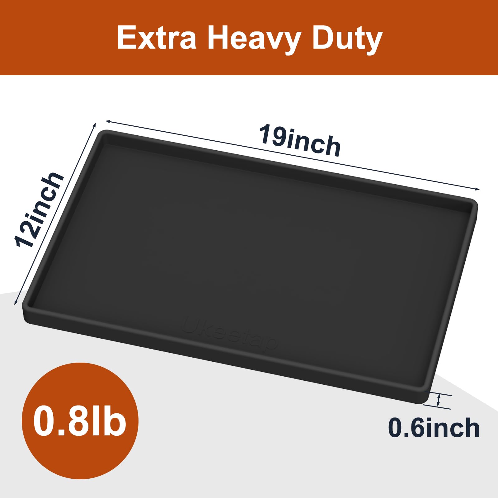 Extra Thick Silicone Mat Waterproof with Raised Edge 34" x 22", Under Sink Mat for Kitchen & Bathroom, Kitchen Cabinet Liner, Multi-Purpose for Storage & Protection, Gray