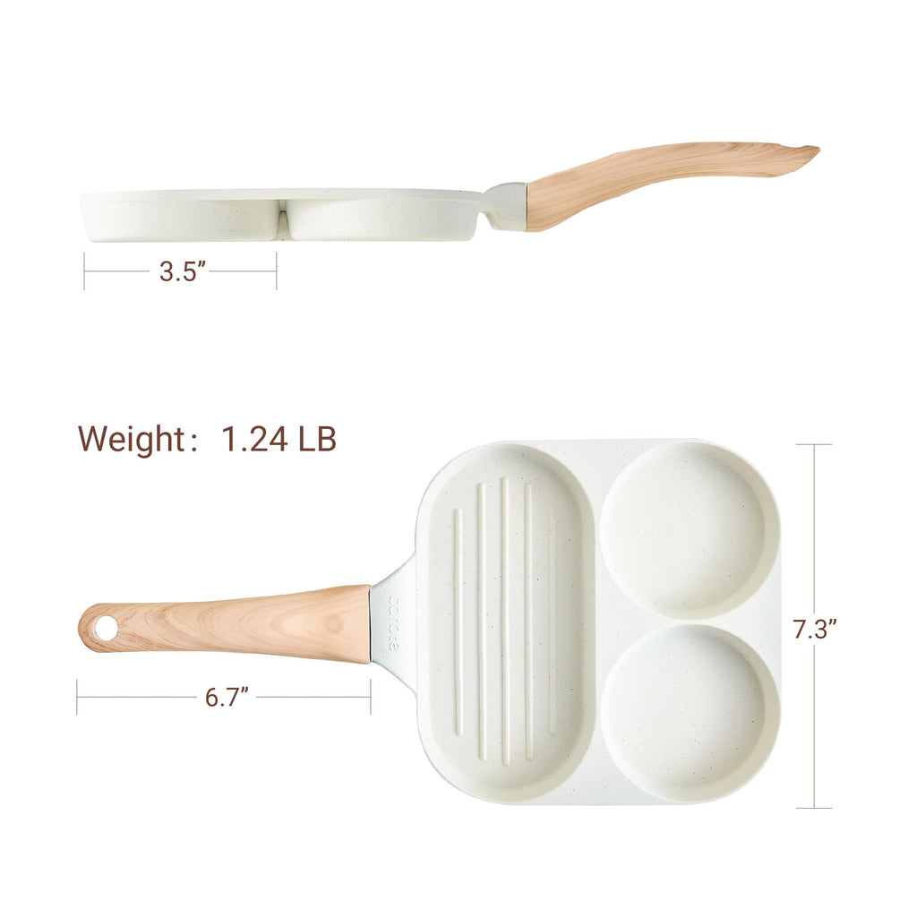 CAROTE Egg Pan Omelette Pan, 4-Cup Nonstick Granite Omelette Skillet - Pancake Pan and Healthy Egg Cooker Suitable for Gas Stove & Induction Cookware