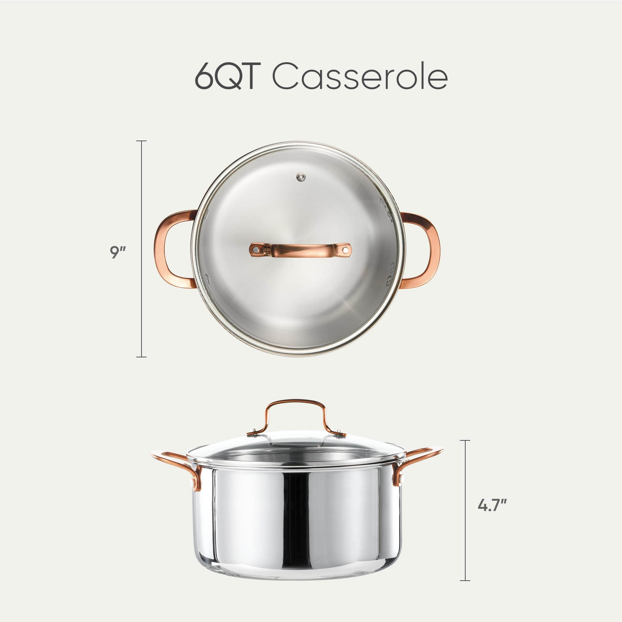 CAROTE 8 Qt Tri-Ply Stainless Steel Stockpot, Non-Toxic Stock Pot with Lid, Soup Pot for Pasta, Even Heating, Oven Safe, Induction, Ceramic and Gas Cooktops Compatible, Sliver
